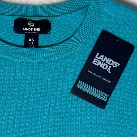 Lands' End 100% Cashmere Sweater Crewneck Teal/Turquoise Women's XS - Picture 5 of 10